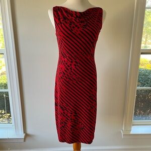 Express Red & Black Cowl Neck Sleeveless Midi Dress — Size 3/4